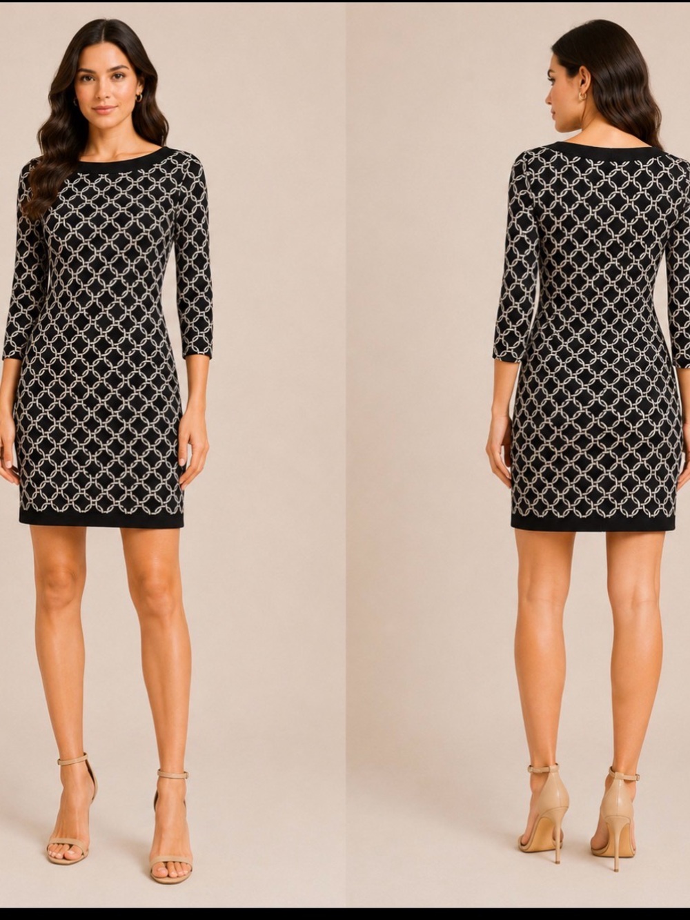 White House Black Market Chain Pattern Dress